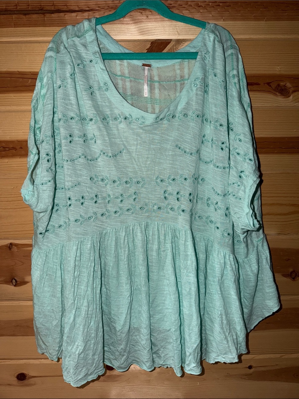 Free People Mint Eyelet Babydoll Tunic